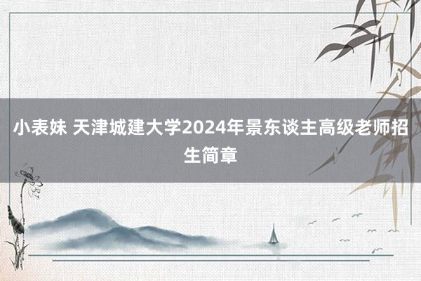 小表妹 天津城建大学2024年景东谈主高级老师招生简章